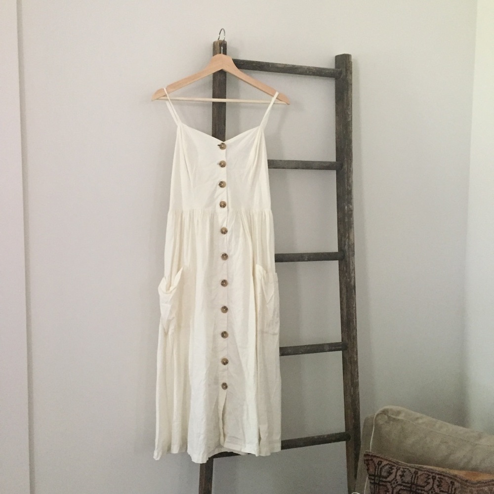 Urban outfitters linen dress sz L white